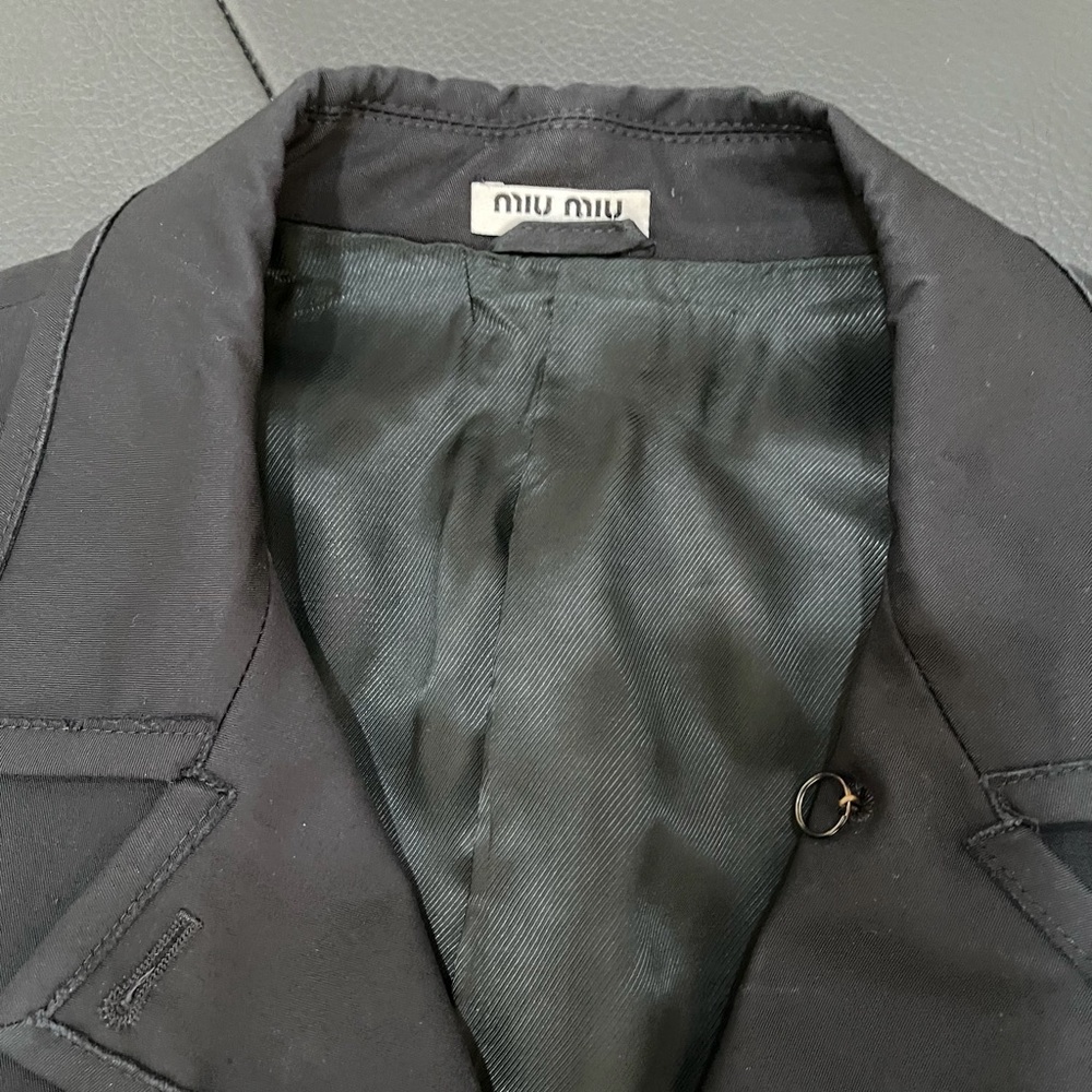 Black Miu Miu Cropped Jacket View 3